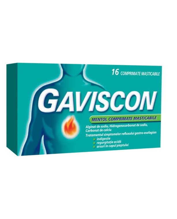 Gaviscon Mentol, 16 comprimate masticabile