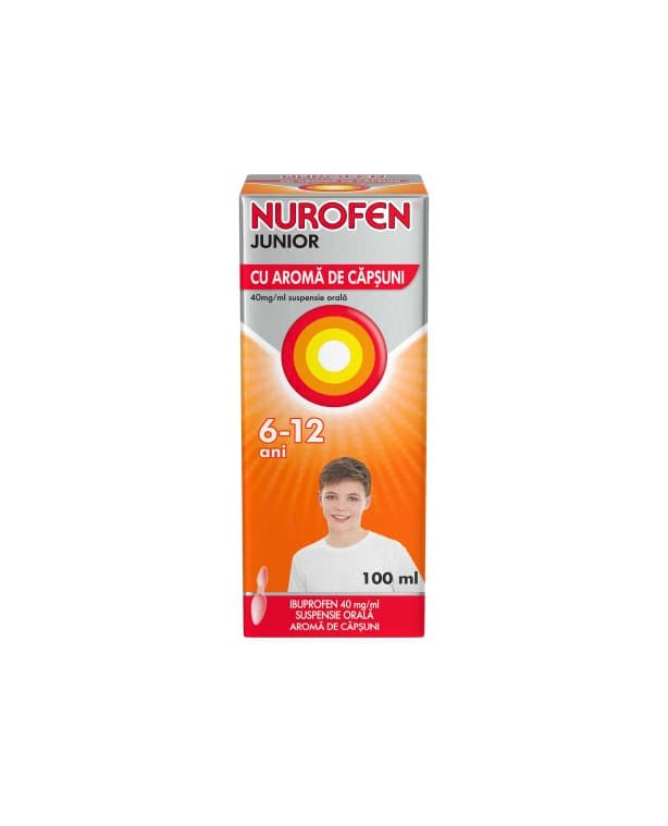 Nurofen Junior suspensie orală, 6-12 ani cu aromă de căpșuni 40mg/ml, 100 ml