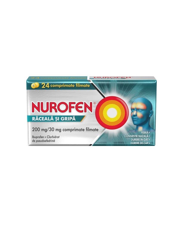 Nurofen Răceală și Gripă 200 mg/30 mg, 24 comprimate filmate