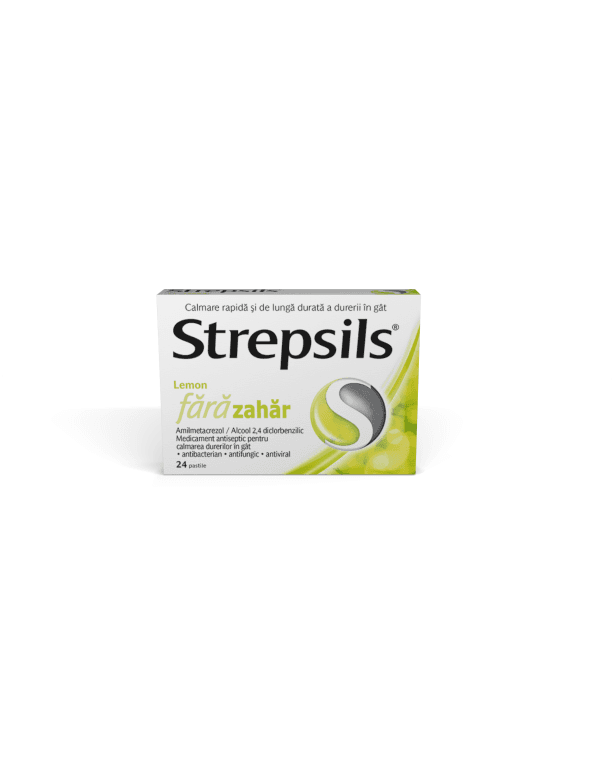 Strepsils Lemon fără zahăr, 24 pastile