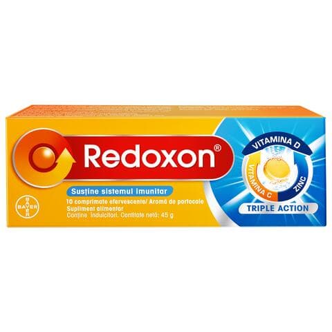 Redoxon Triple Action Vitamina C, D si Zinc, 10 comprimate, Bayer
