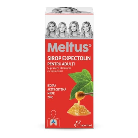 Sirop cu miere, iedera, zinc si acetilcisteina Meltus Expectolin Adulti, 100 ml, Labormed